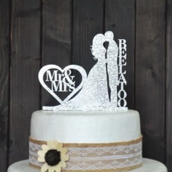 Custom wedding cake topper personalized mr&mrs + last name