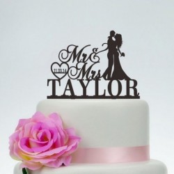 Couple Wedding Cake Topper MR MRS Last name and date