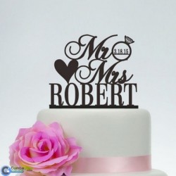Diamond Wedding Cake Topper MR MRS Last name and date
